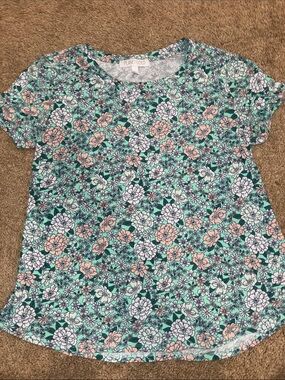 Planet Gold Floral Tee - Mint, Peach & White All-Over Print